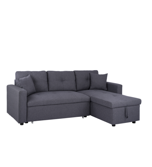 Καναπές γωνία με Κρεβάτι / Αποθηκευτικό χώρο Γκρι 